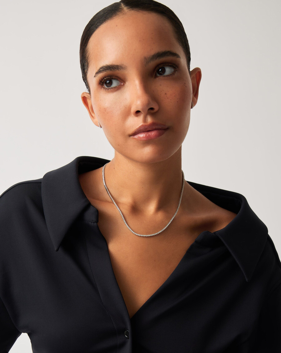 collier de tennis en or blanc massif 14 carats serti de diamants