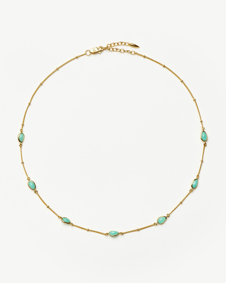 collier ras du cou doré avec pendentif en pierre précieuse magma