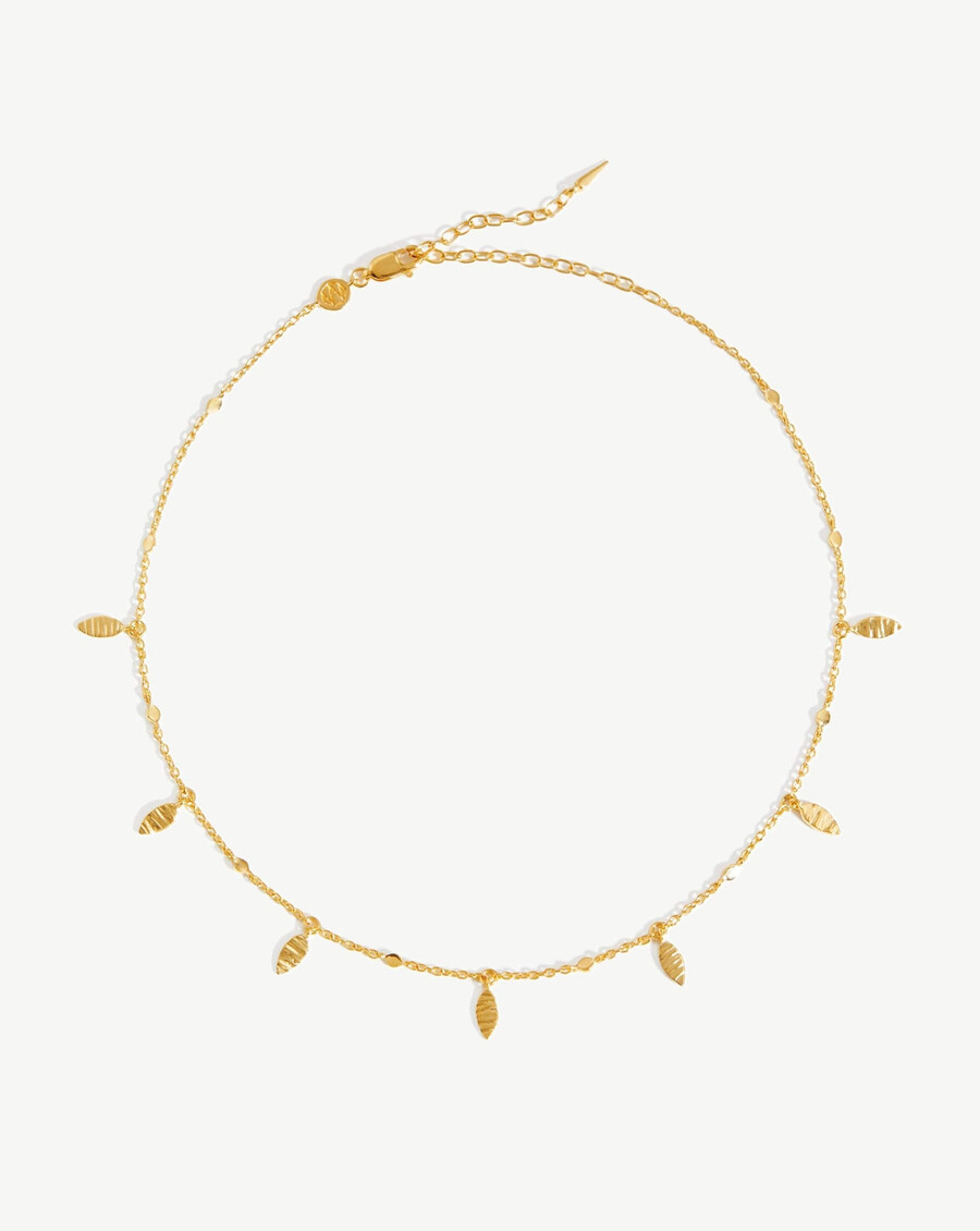 collier ras du cou avec pendentif feuille - vermeil en or 18 carats
