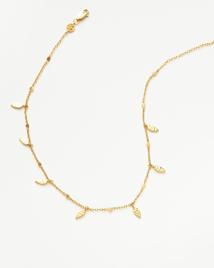 collier ras du cou avec pendentif feuille - vermeil en or 18 carats