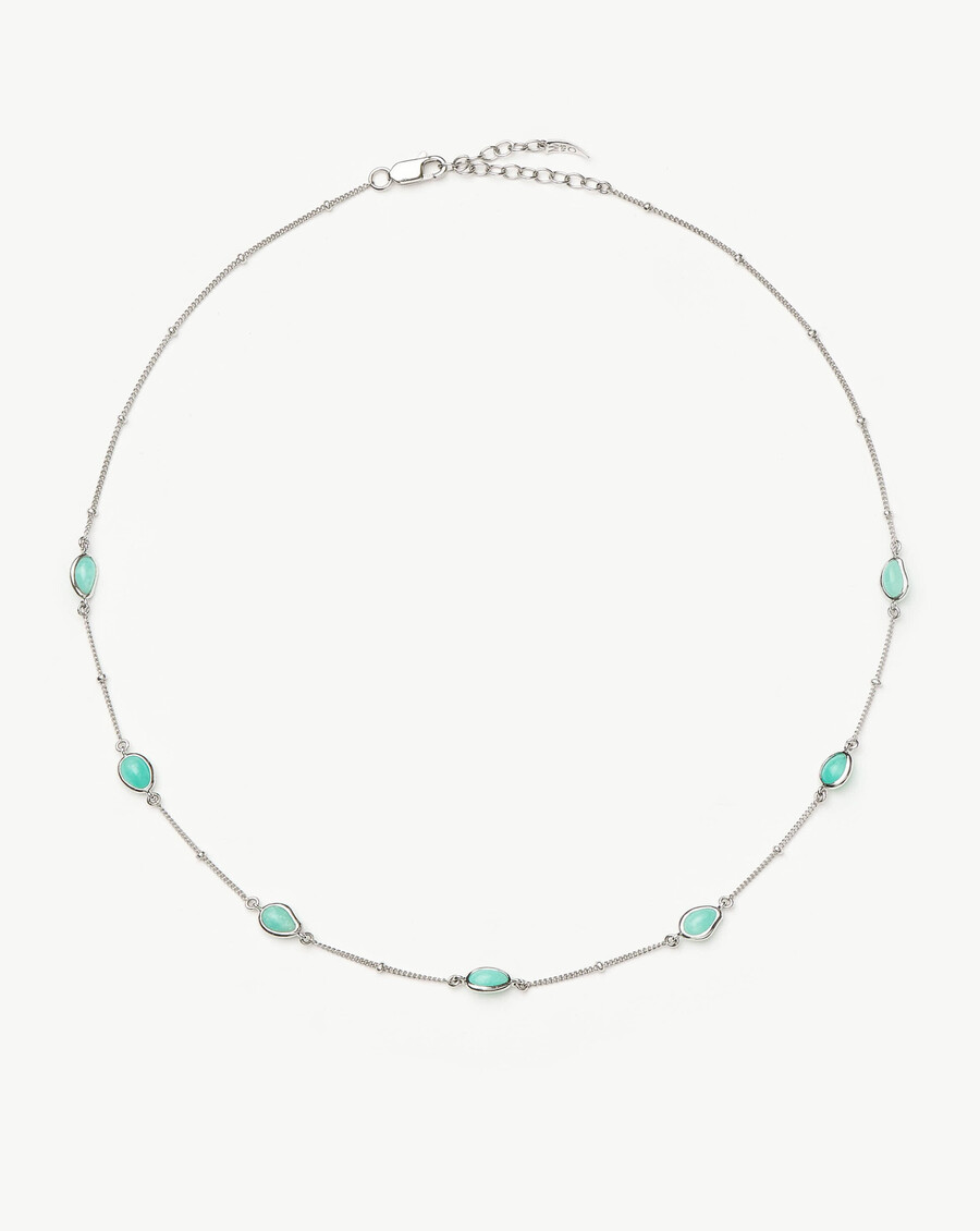 collier ras-de-cou argenté avec pendentif en pierre précieuse magma et pendentif ras-de-cou en pierre de magma