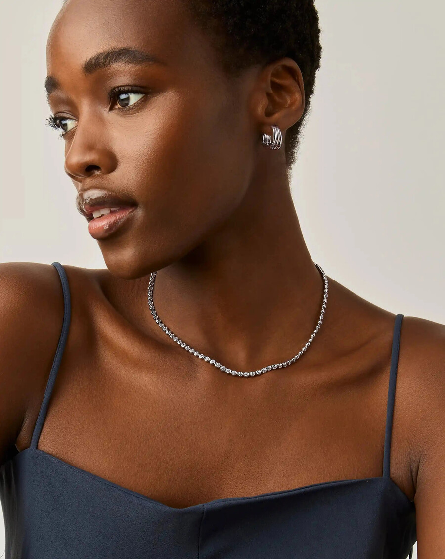 collier rond de tennis - argent