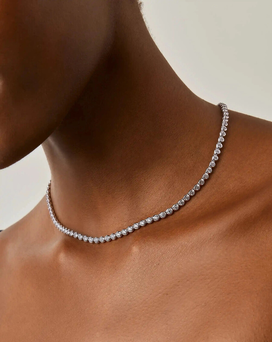 collier rond de tennis - argent