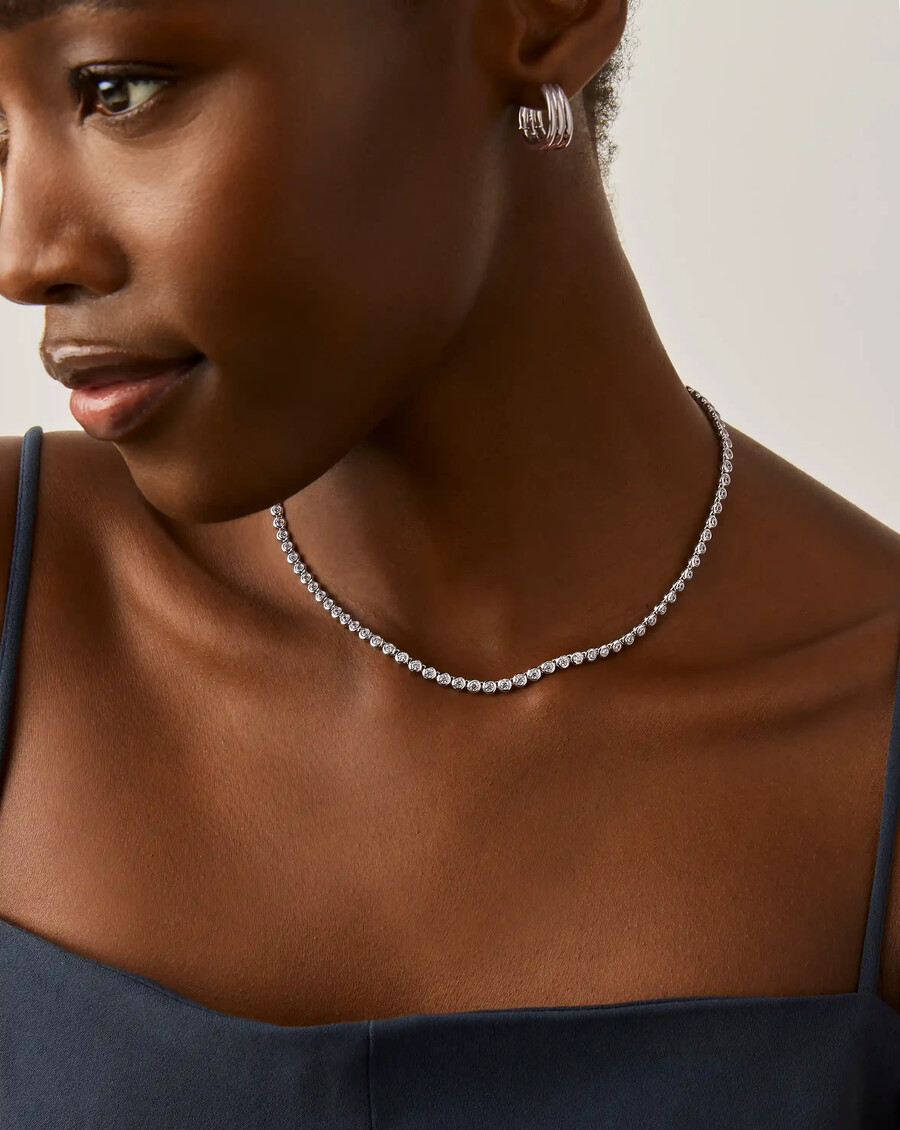 collier rond de tennis - argent