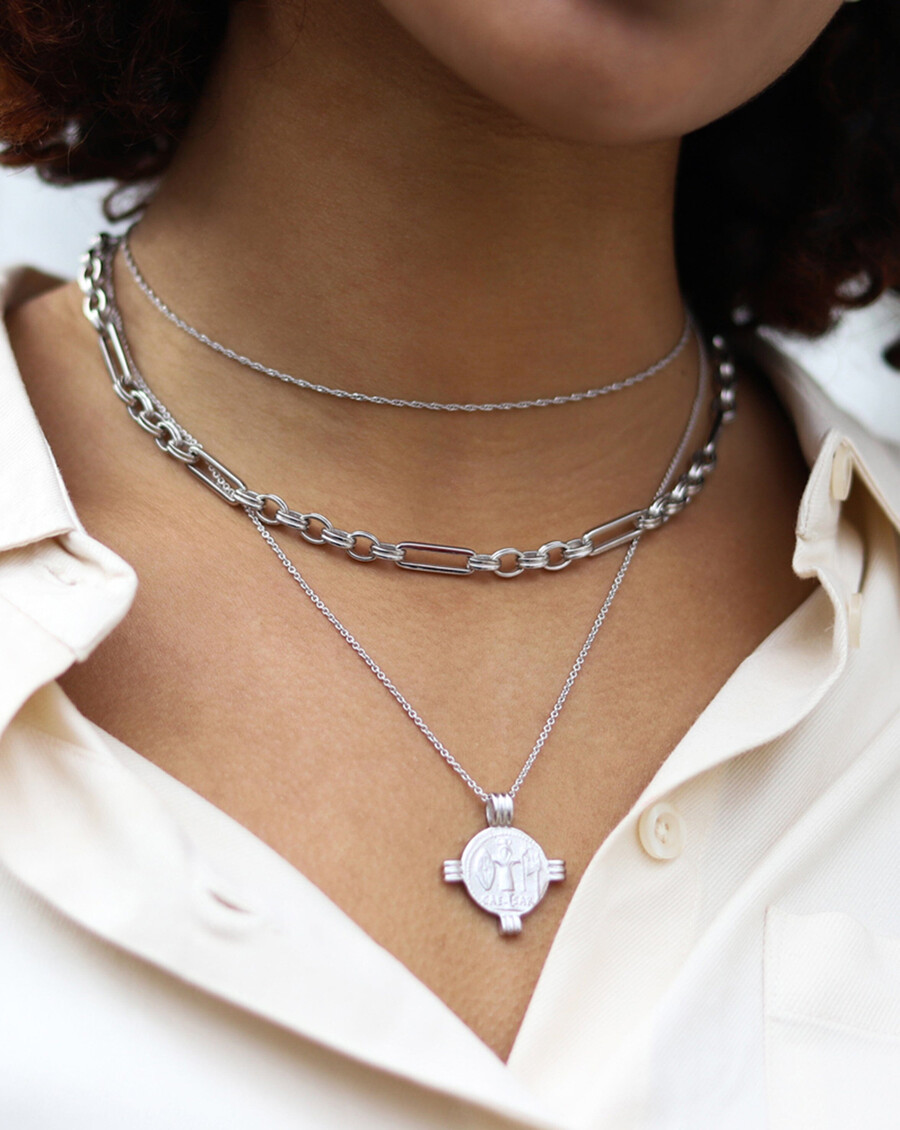 collier axiom chain - plaqué argent