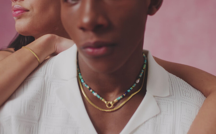 collier harris reed in good hands en perles et pierres précieuses - turquoise