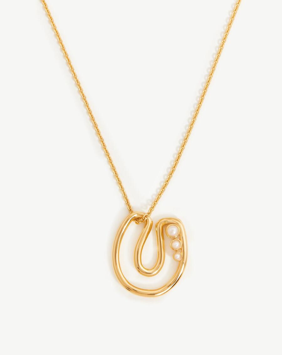collier pendentif initiale en perle épaisse - u