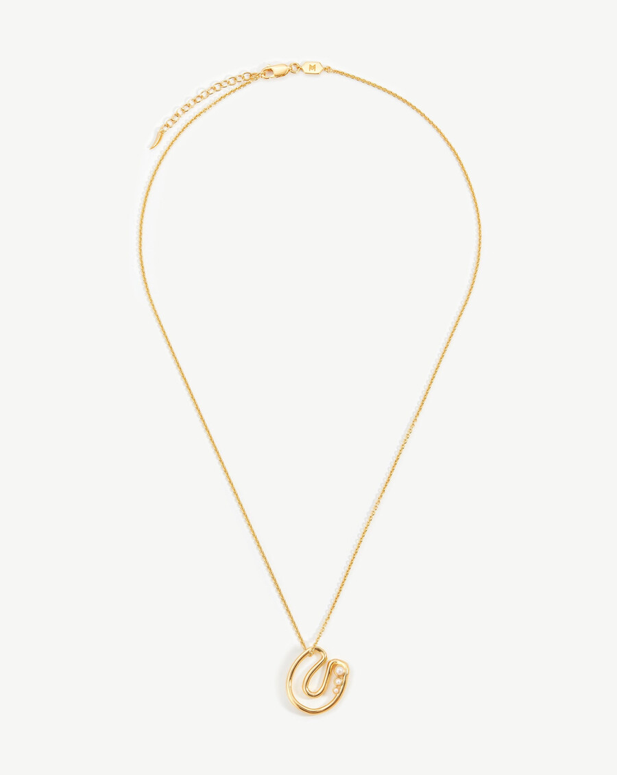 collier pendentif initiale en perle épaisse - u