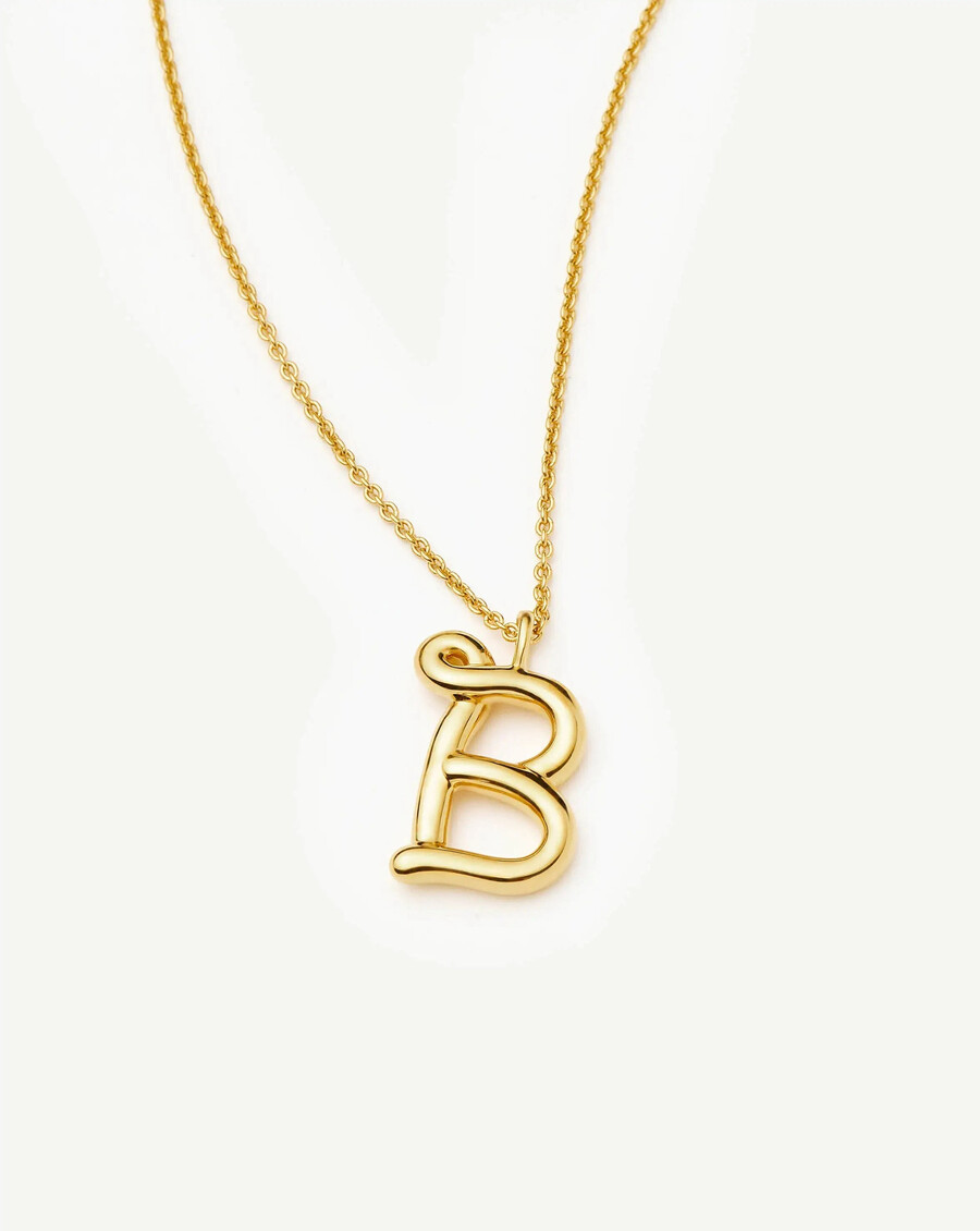 collier pendentif initiale en métal fondu bouclé - b
