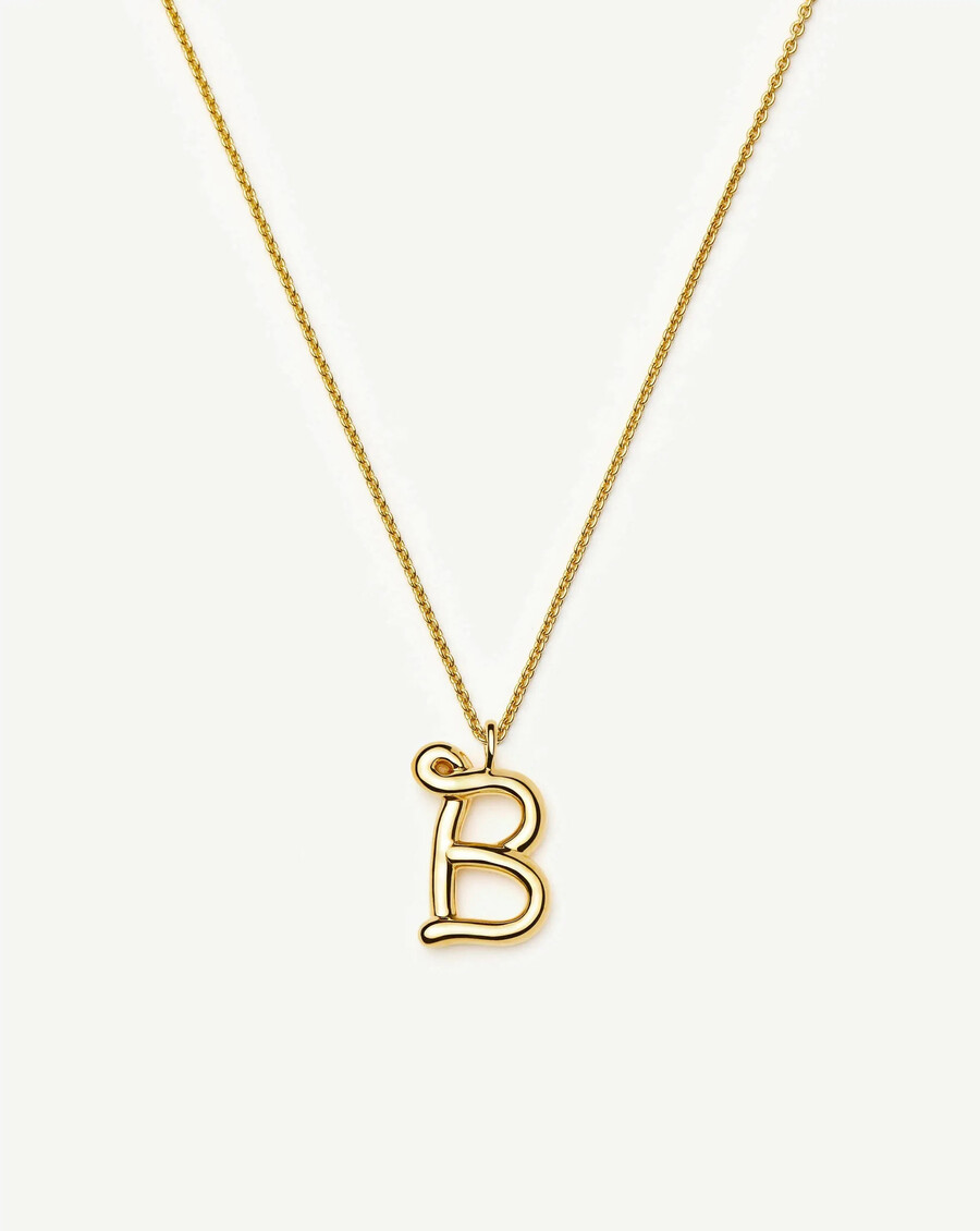 collier pendentif initiale en métal fondu bouclé - b