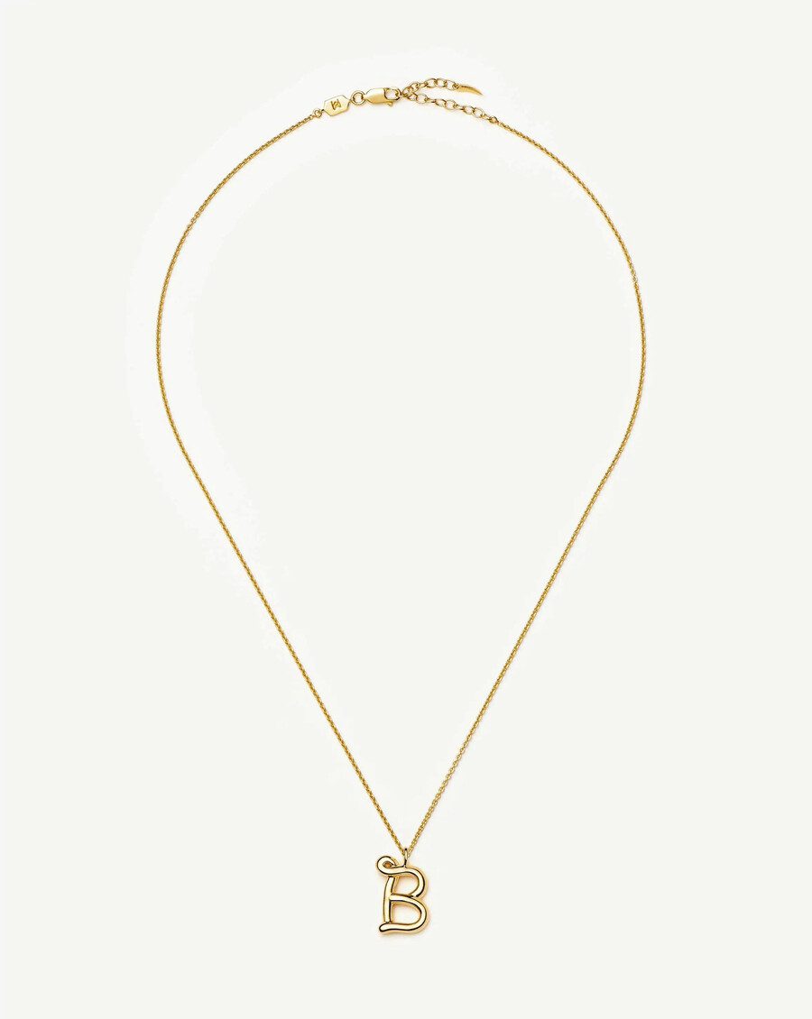 collier pendentif initiale en métal fondu bouclé - b