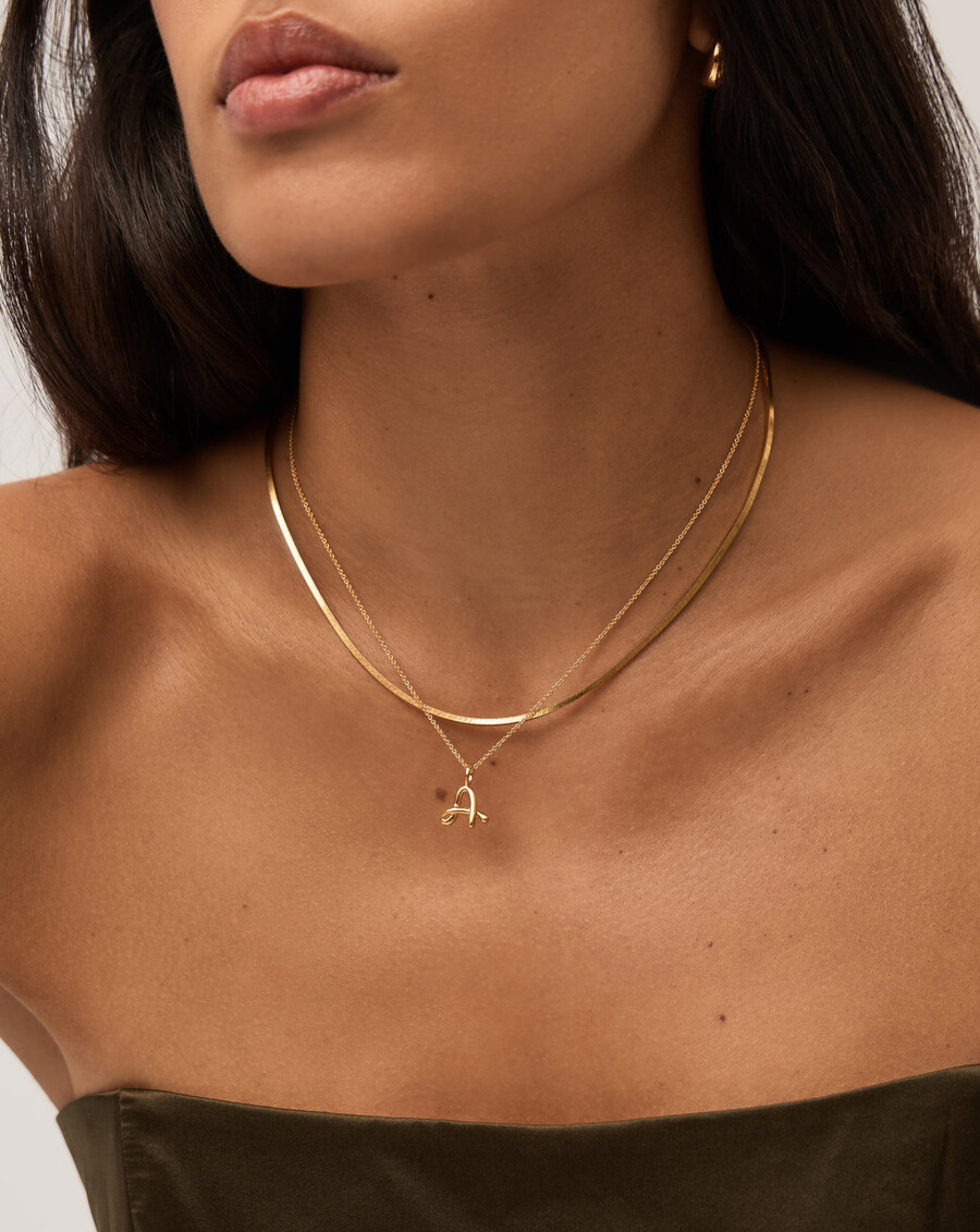 collier initial mini or fondu bouclé - a