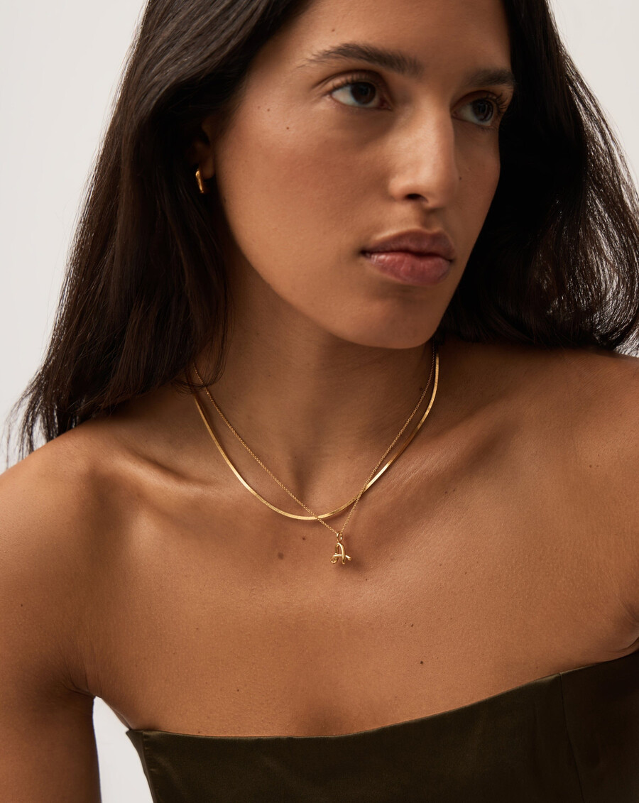 collier initial mini or fondu bouclé - a