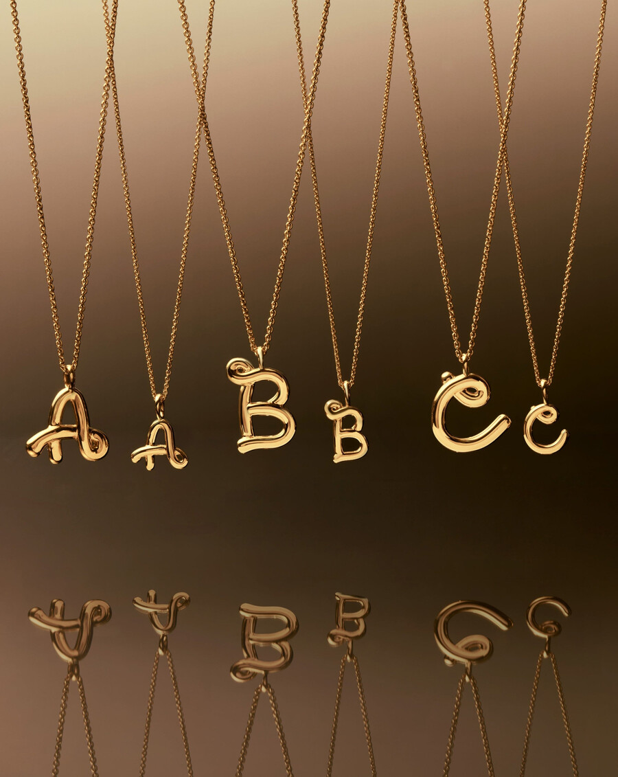collier initial mini or fondu bouclé - a