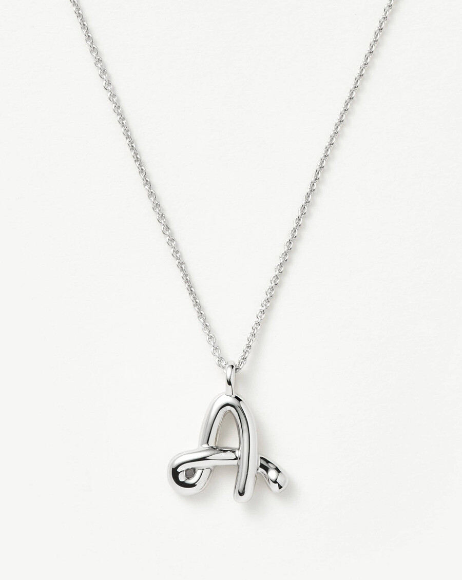 collier pendentif initiale a en argent fondu bouclé