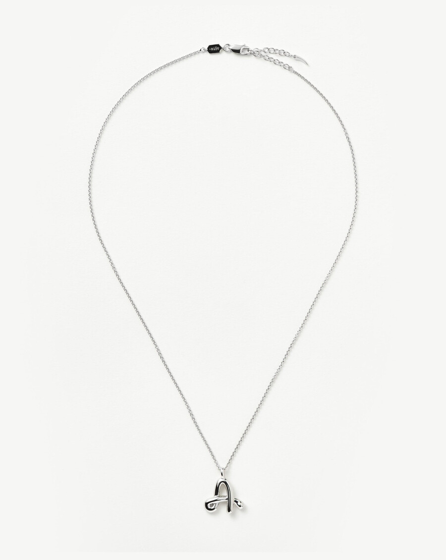 collier pendentif initiale a en argent fondu bouclé