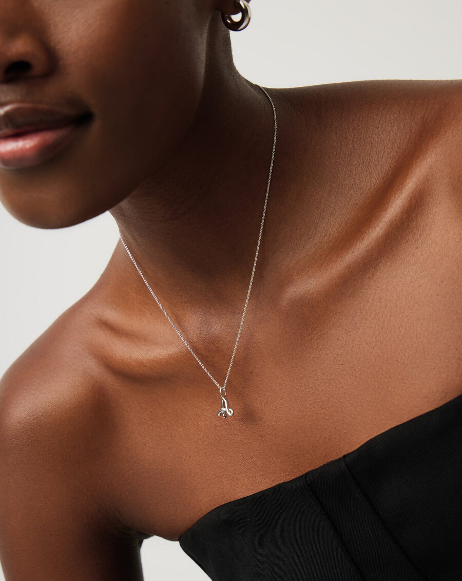 collier initial miniature en argent fondu bouclé - a