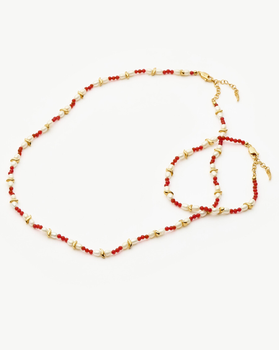 collier de perles de culture savi - quartz rouge et perles