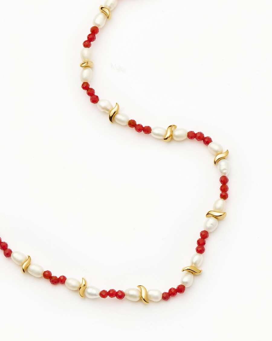 collier de perles de culture savi - quartz rouge et perles