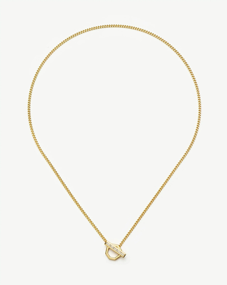 collier pendentif hexagonal en forme de t lucy williams - or