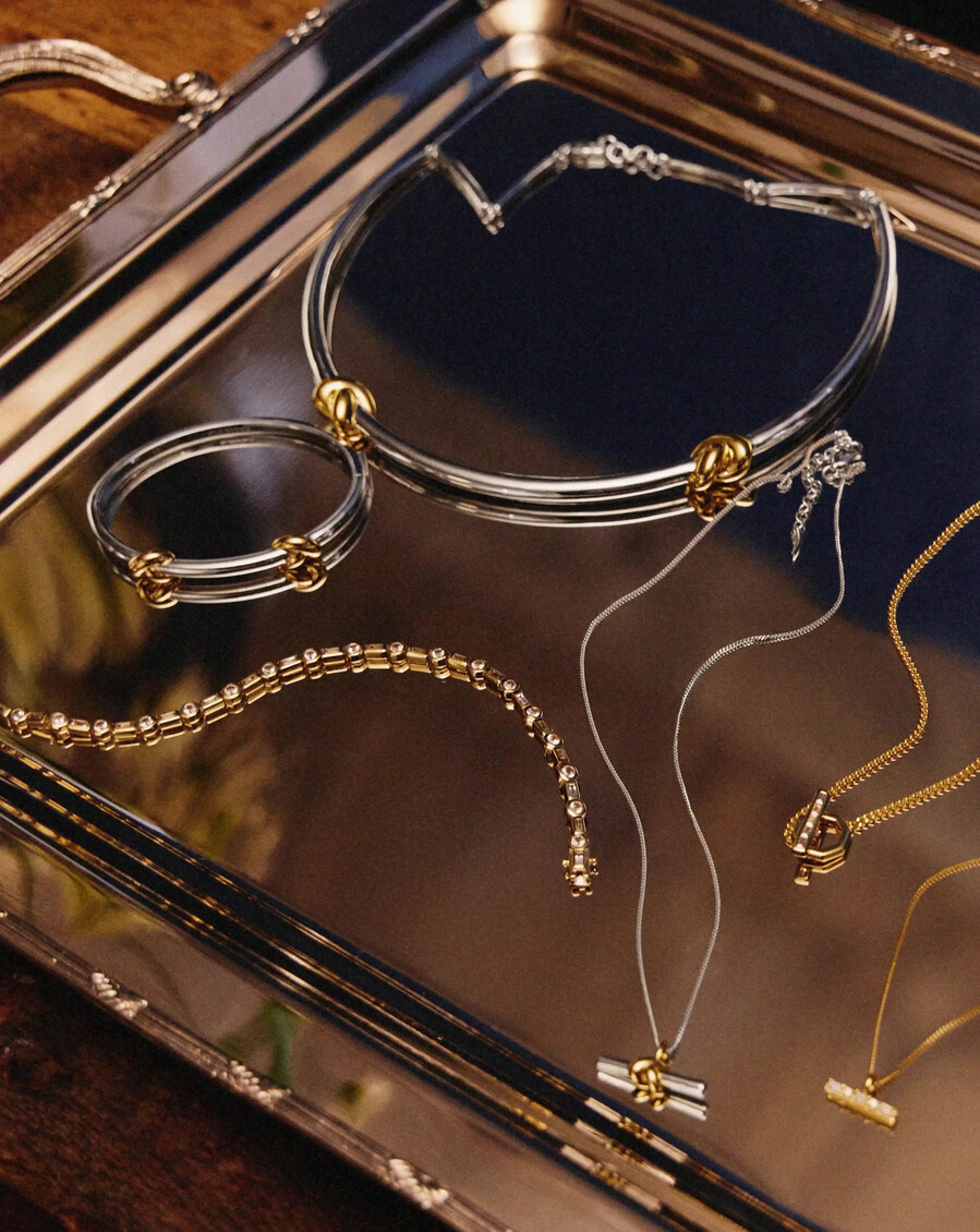 collier pendentif nœud en t lucy williams - or et argent