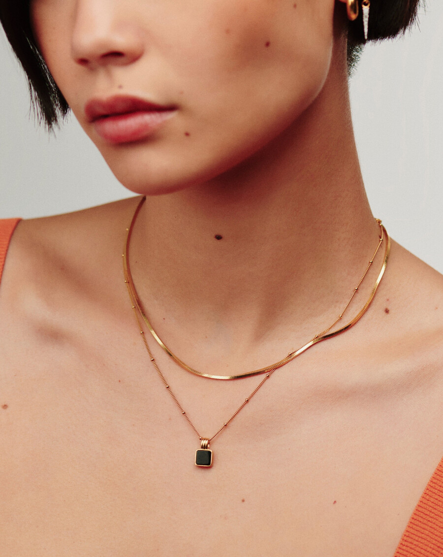 collier lucy williams short square snake chain or