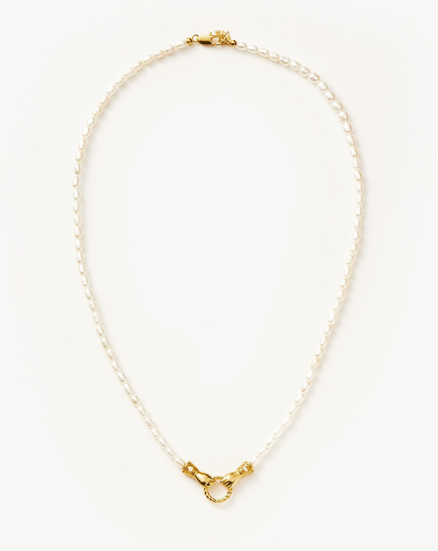 collier harris reed medium in good hands avec pendentif perle et or