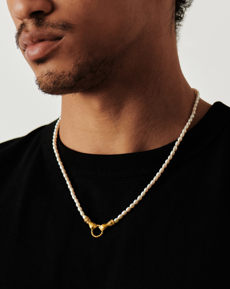 collier harris reed medium in good hands avec pendentif perle et or