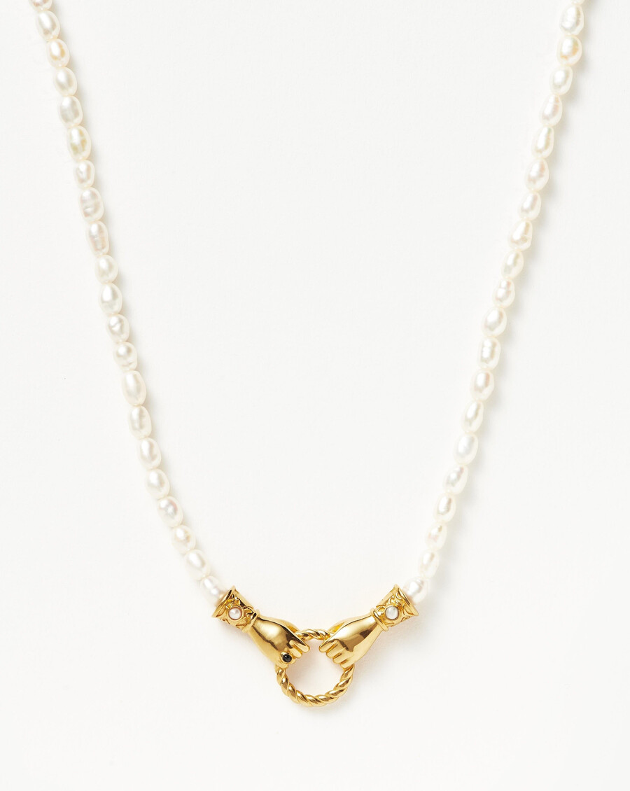 collier harris reed medium in good hands avec pendentif perle et or