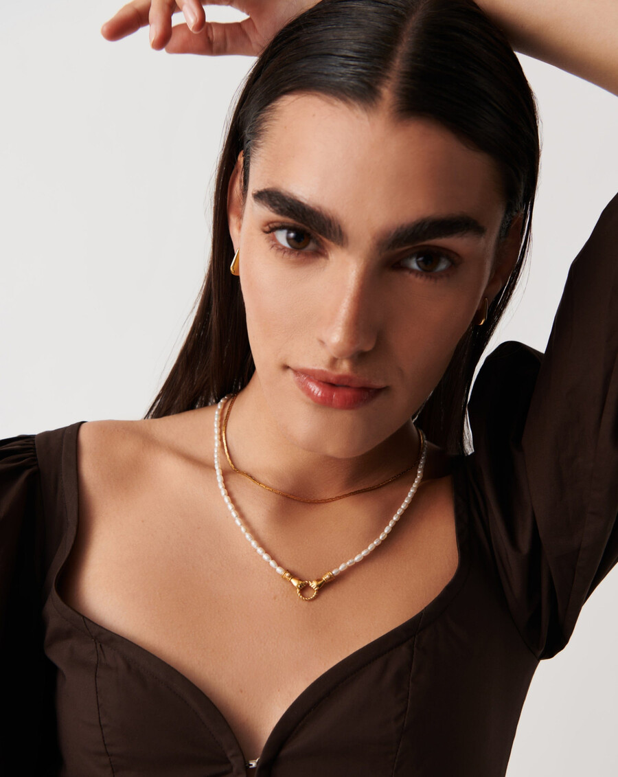 collier harris reed medium in good hands avec pendentif perle et or