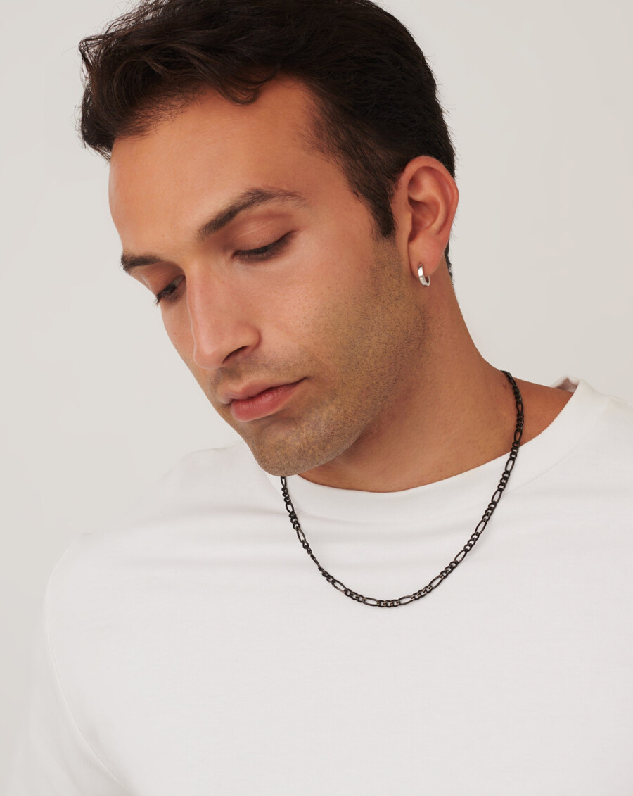 collier filia noir pour homme chaîne argentée