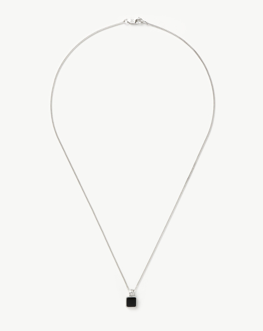 collier pendentif lucy williams carré en onyx noir et argent pour homme