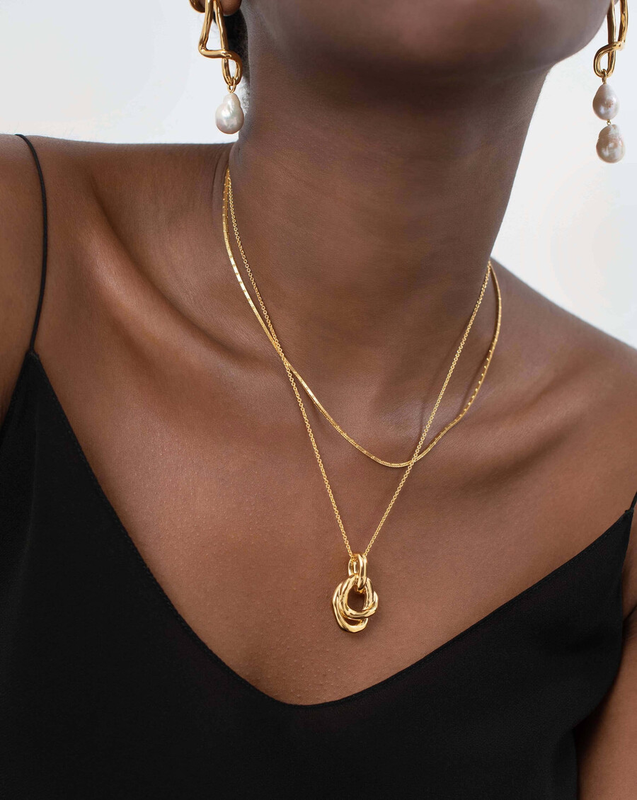 collier pendentif double torsadé fondu