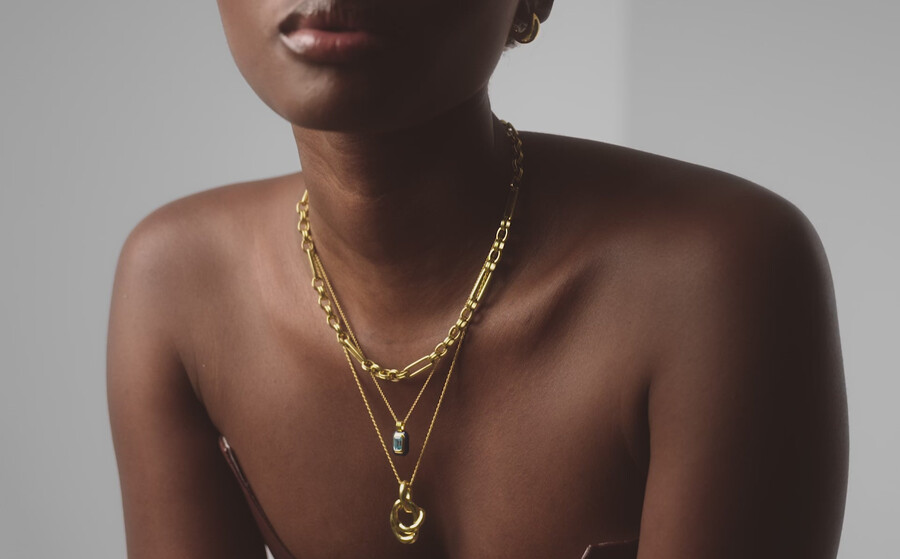 collier pendentif double torsadé fondu