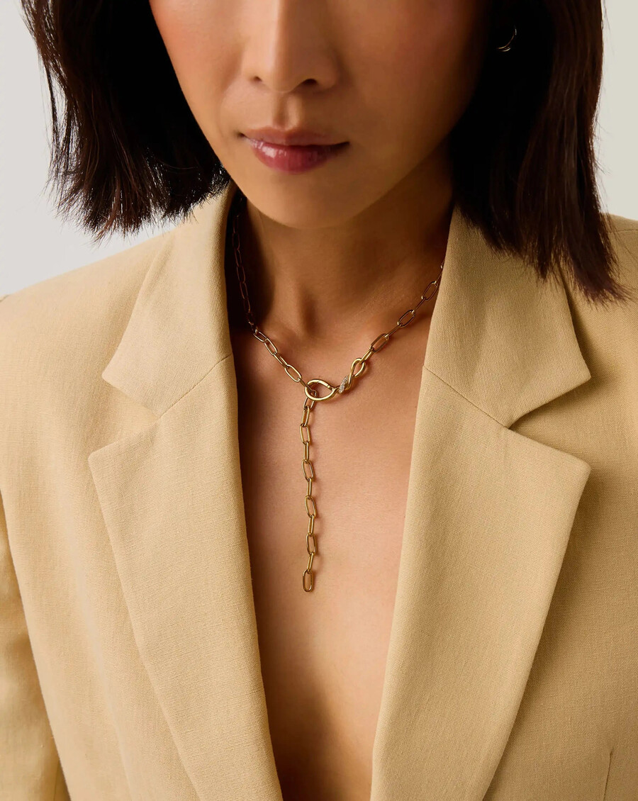 collier chaîne trombone en or neige fondue