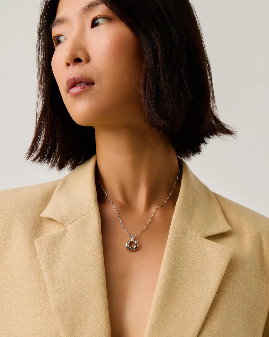 collier pendentif torsadé « neige fondue » - argent