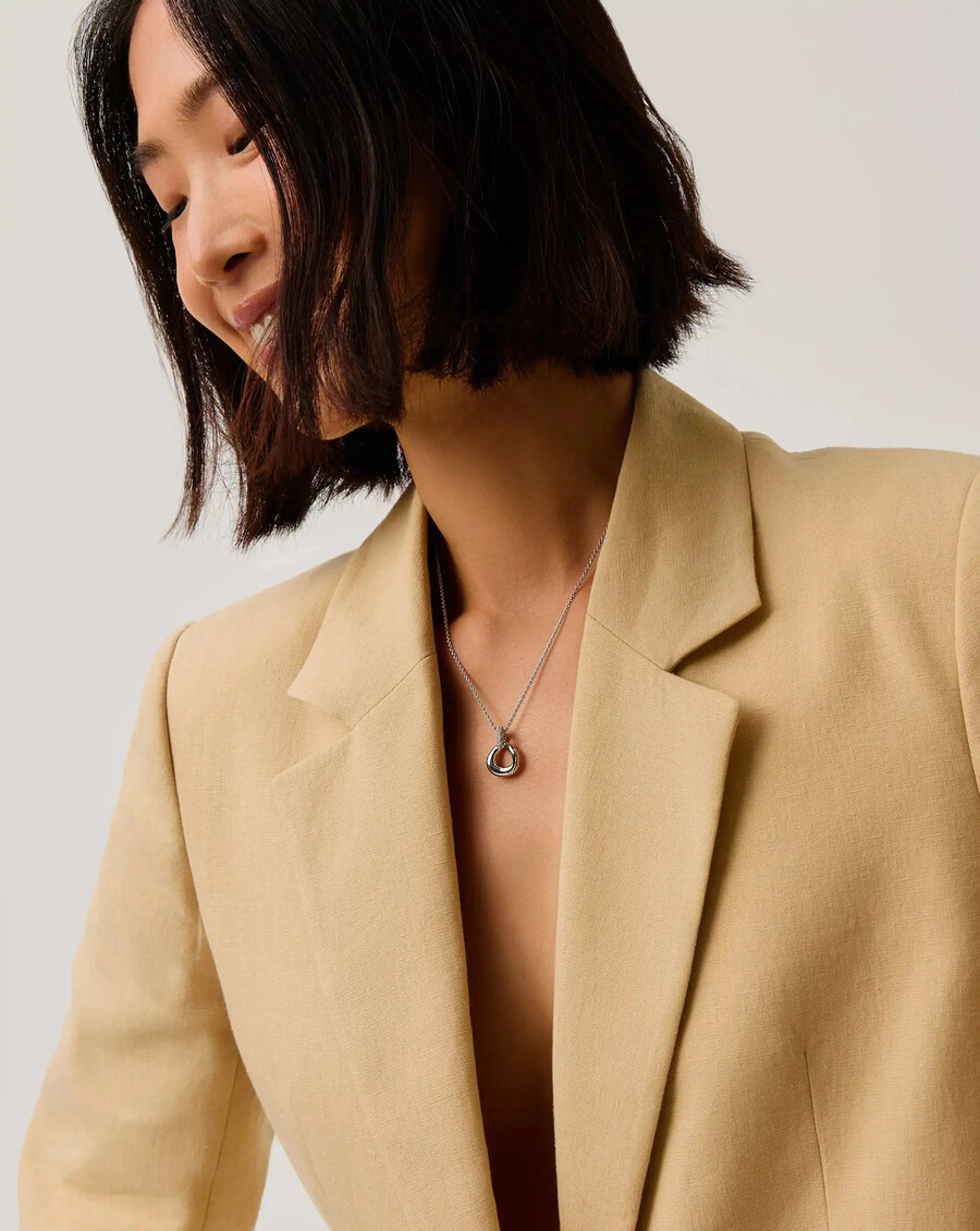 collier pendentif torsadé « neige fondue » - argent