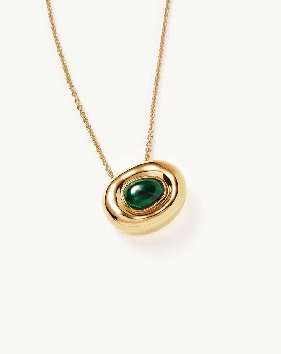collier pendentif flottant en pierre précieuse fondue