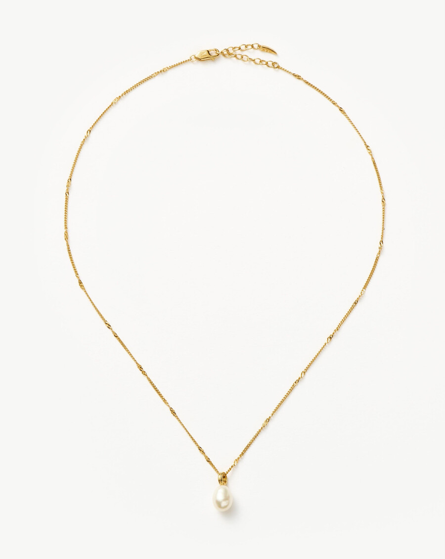 collier à chaîne torsadée en perles baroques - or