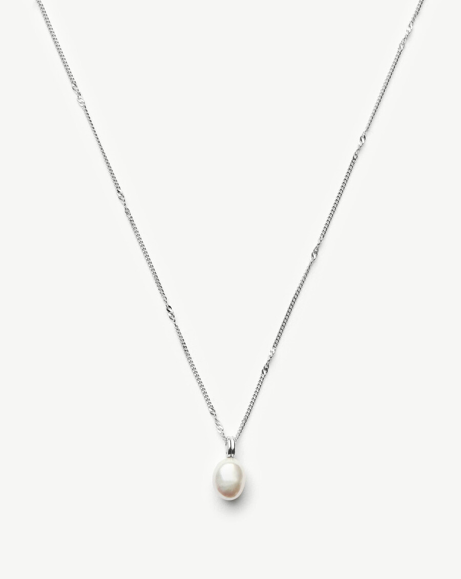 collier à chaîne torsadée en perles baroques - argent