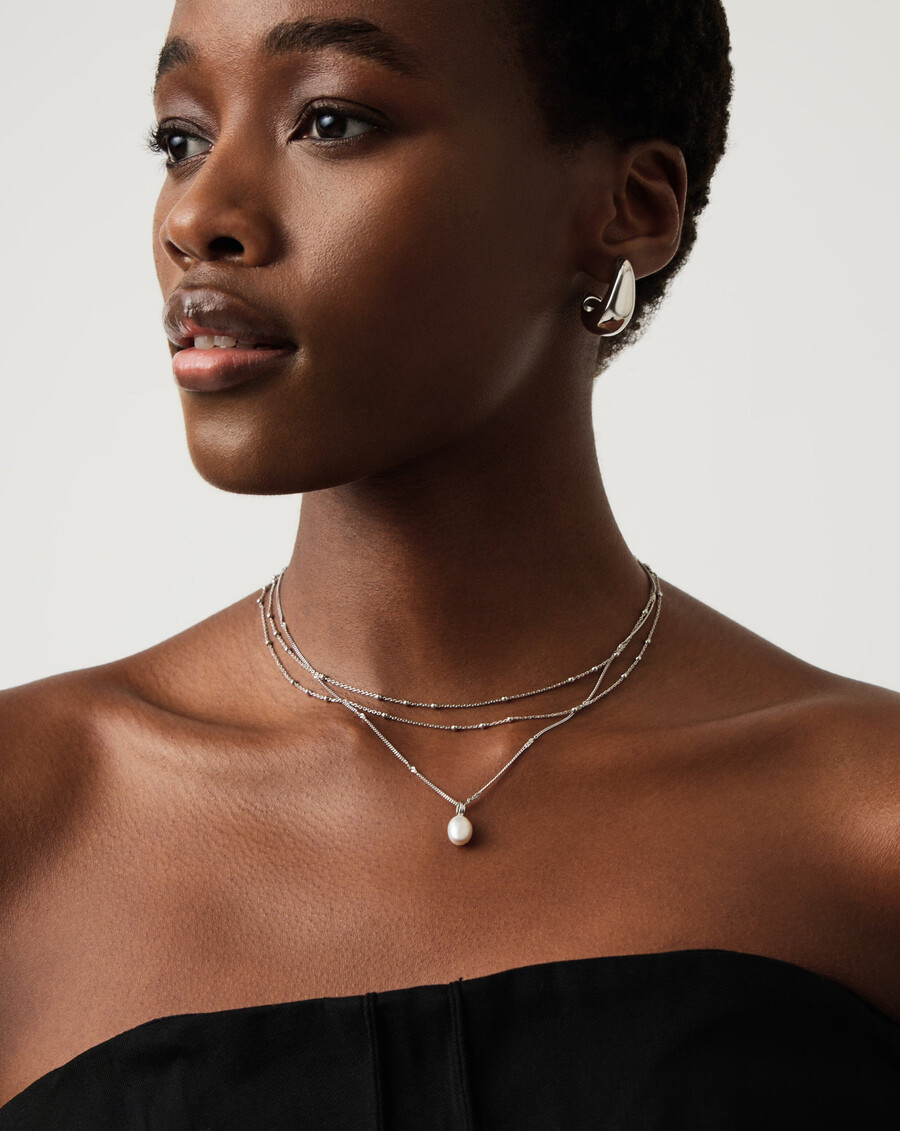 collier à chaîne torsadée en perles baroques - argent