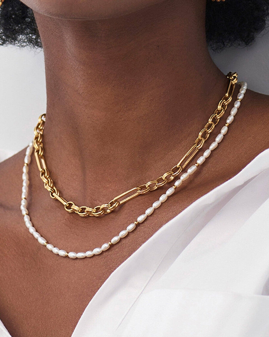 collier court en perles de culture - plaqué or 18 caratsperles