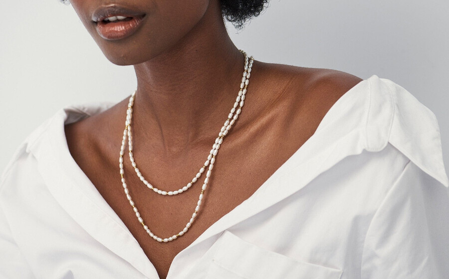 collier court en perles de culture - plaqué or 18 caratsperles