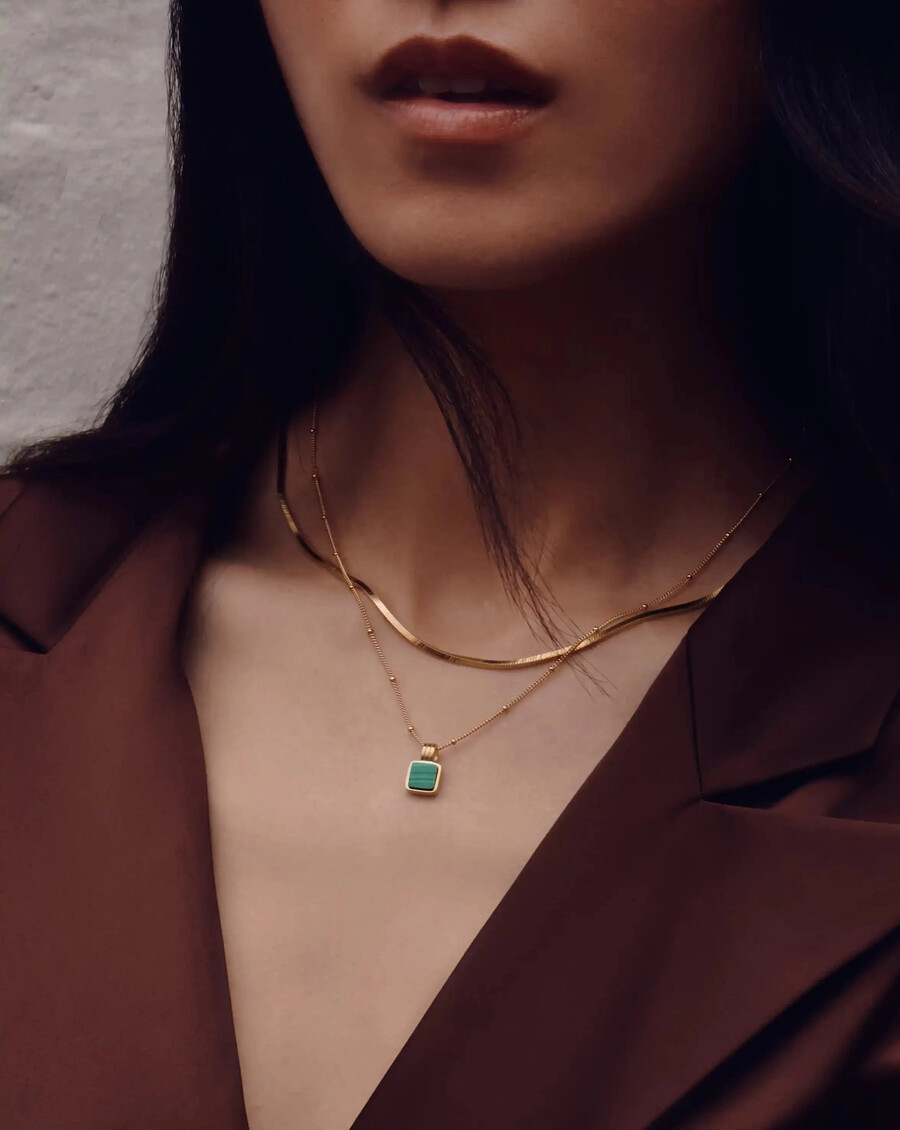 collier carré en malachite lucy williams