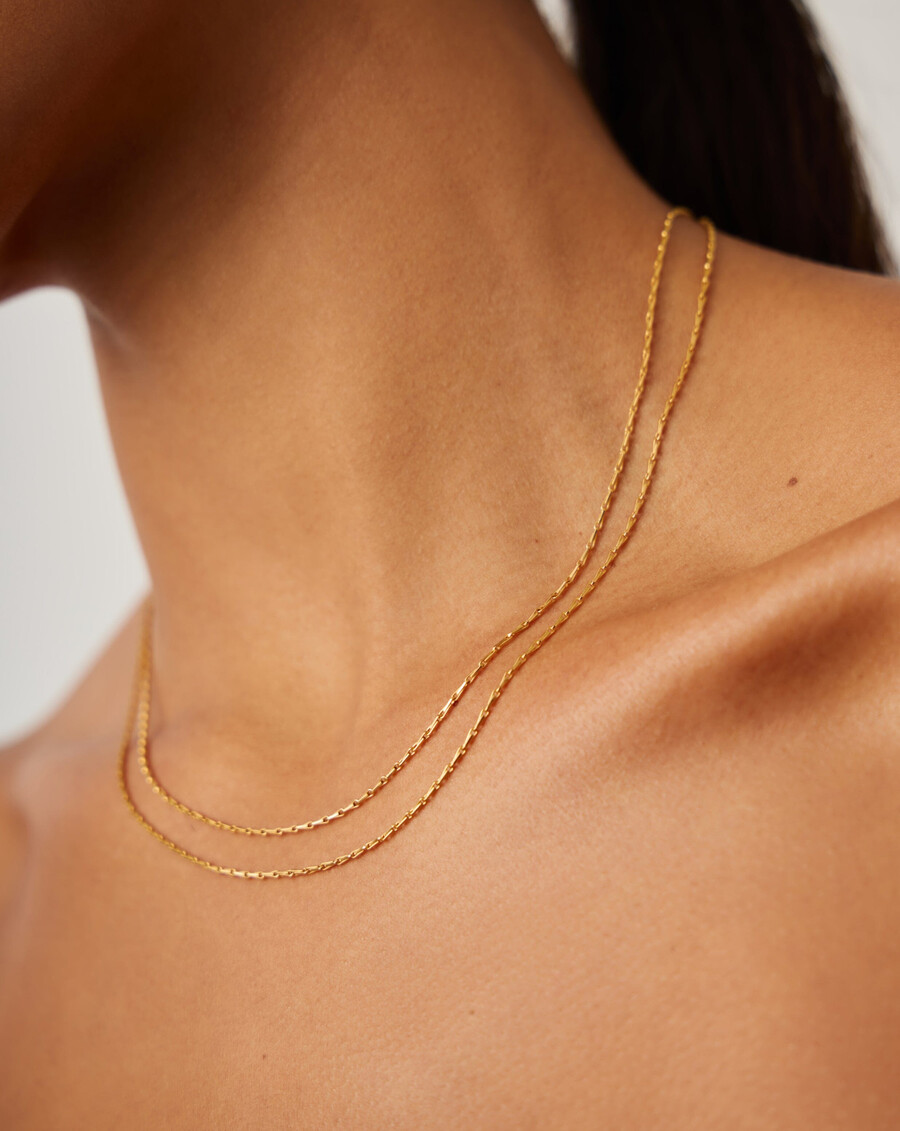 collier savi à double chaîne torsadée - or