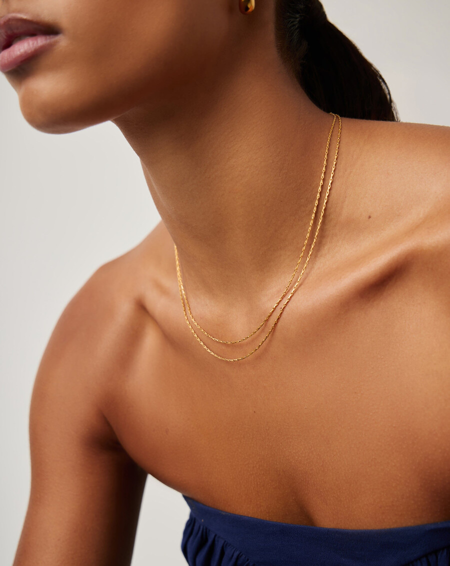 collier savi à double chaîne torsadée - or