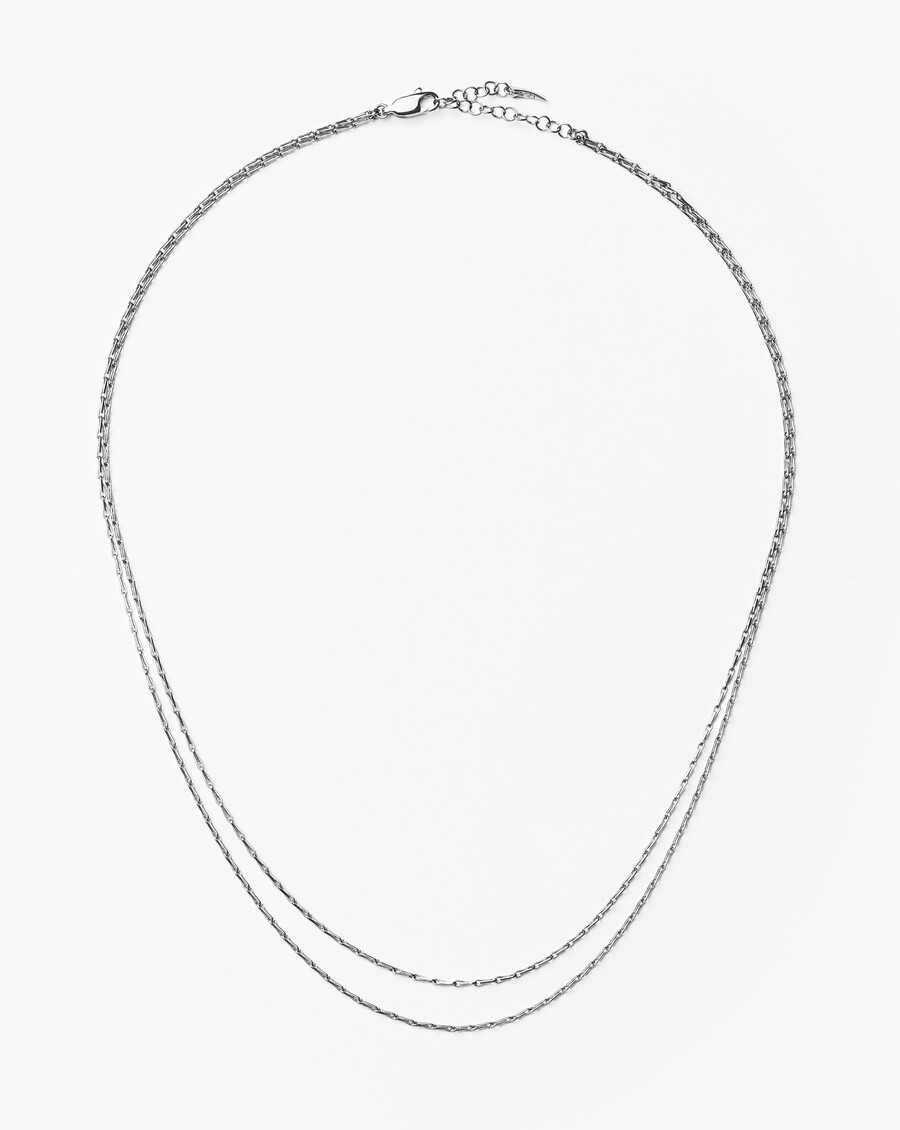 collier savi à double chaîne torsadée - argent
