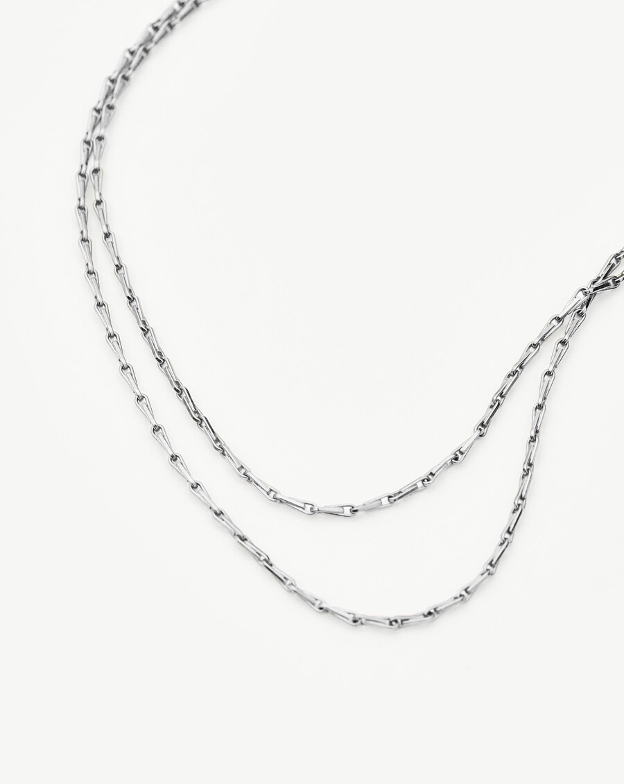 collier savi à double chaîne torsadée - argent