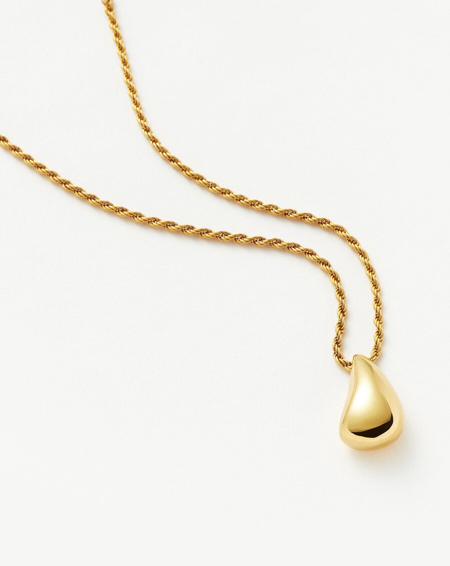 collier pendentif savi en forme de goutte sculpturale - vermeil en or 18 carats