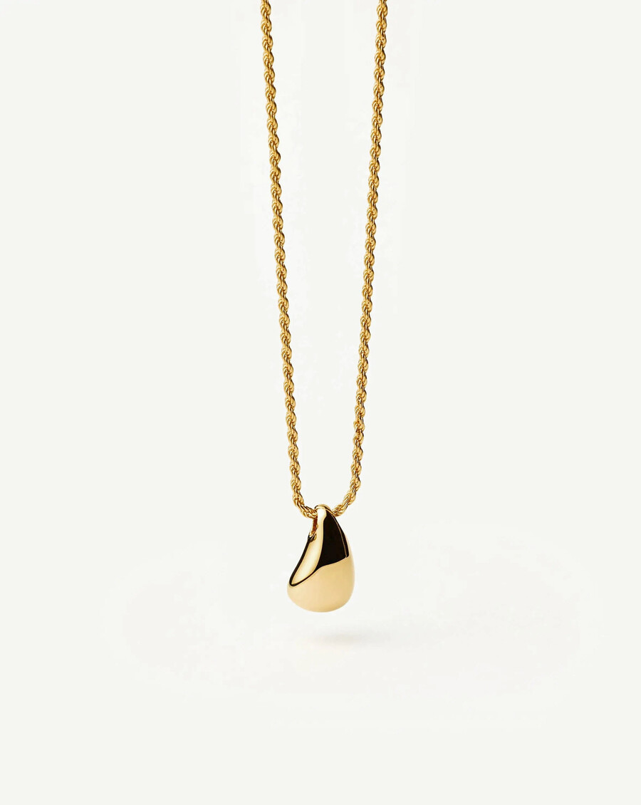 collier pendentif savi en forme de goutte sculpturale - vermeil en or 18 carats